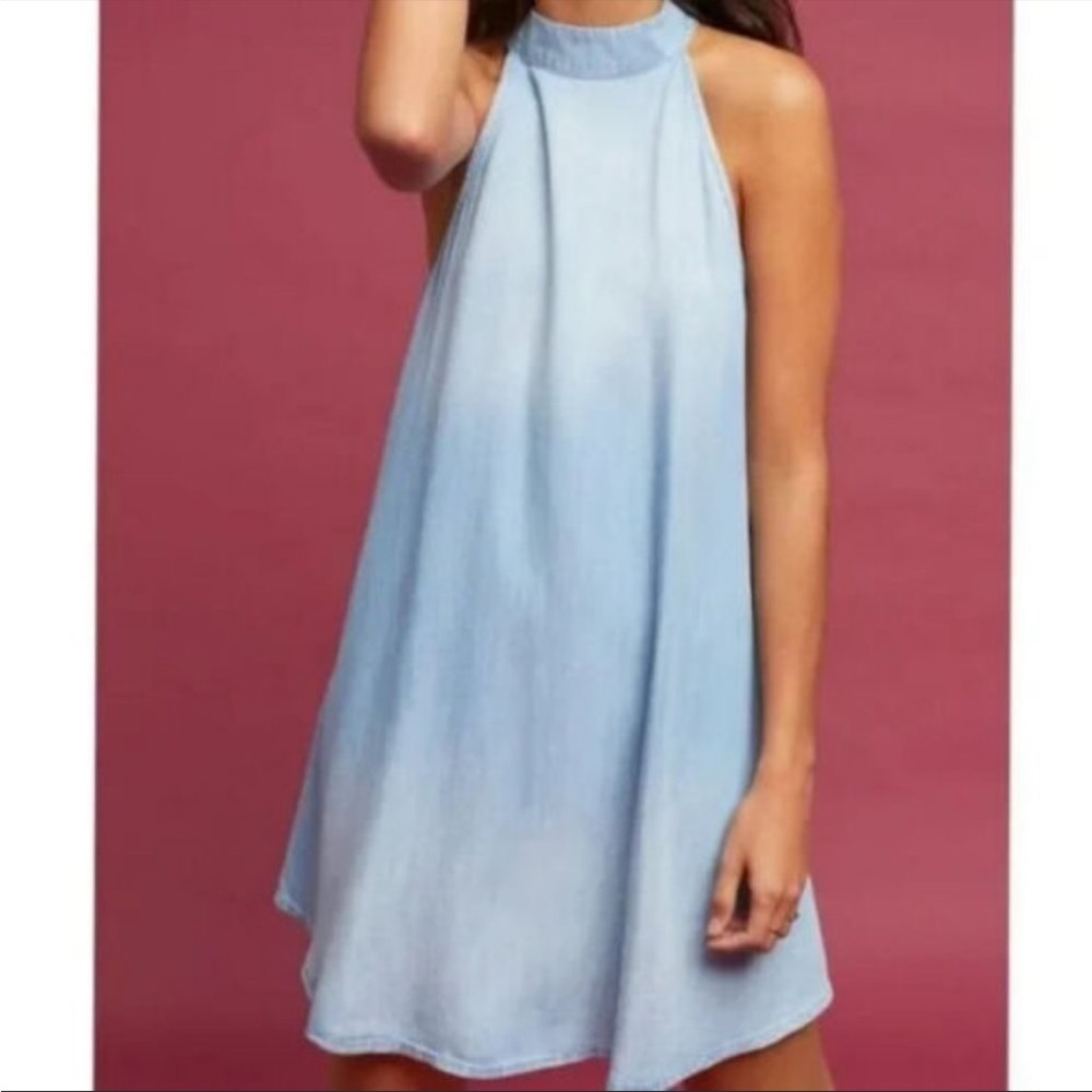 Anthropologie, Cloth and Stone chambray halter denim jean dress Size XS - Picture 3 of 17
